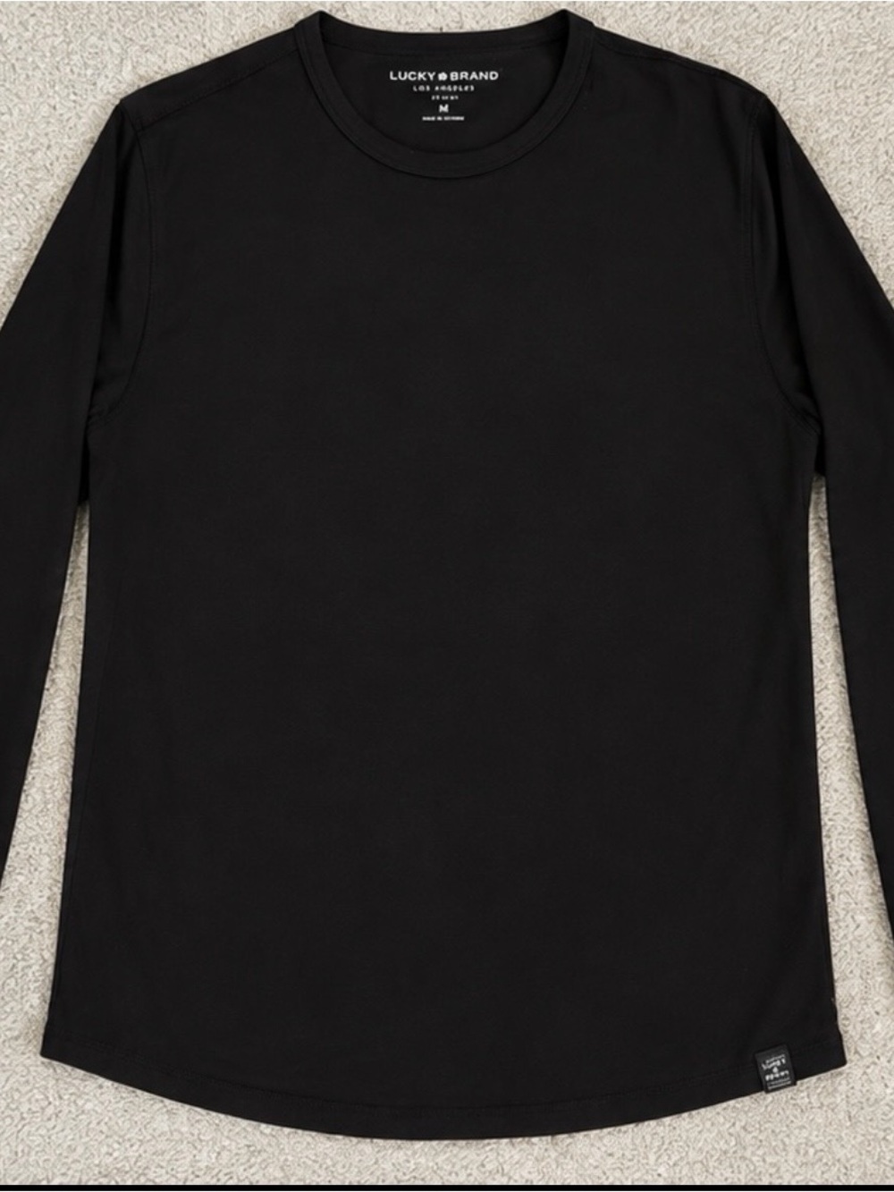 Lucky Brand Men’s Venice Burnout Long Sleeve Crew Neck T-Shirt Black Medium
